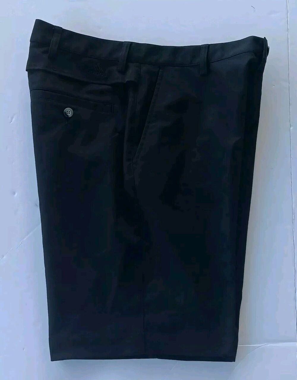 Adidas Men Clima Cool Shorts Black Pocket Casual Flat Front Logo Stretch Size 32